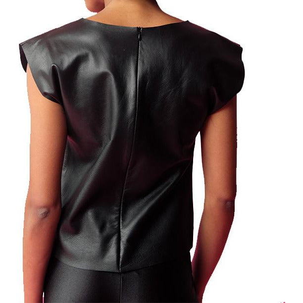 EDGE BLACK LEATHER TOP